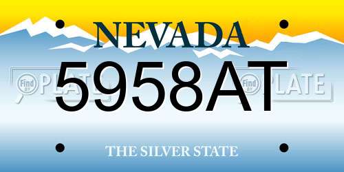 5958AT Nevada License Plate