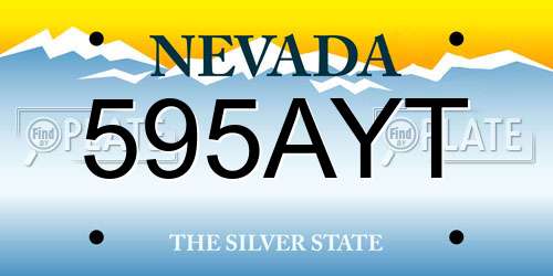 595AYT Nevada License Plate