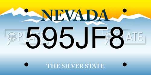595JF8 Nevada License Plate