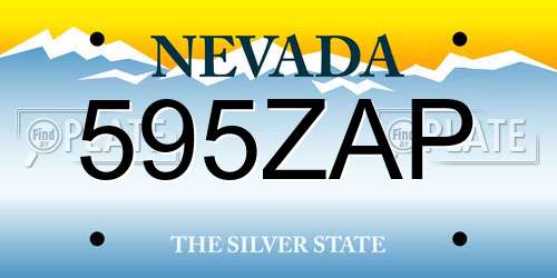 595ZAP Nevada License Plate