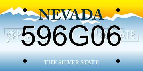 596G06 Nevada License Plate