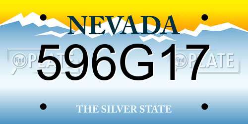 596G17 Nevada License Plate