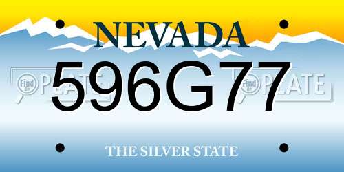 596G77 Nevada License Plate