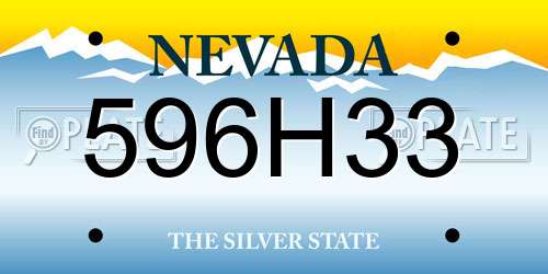 596H33 Nevada License Plate