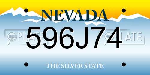 596J74 Nevada License Plate