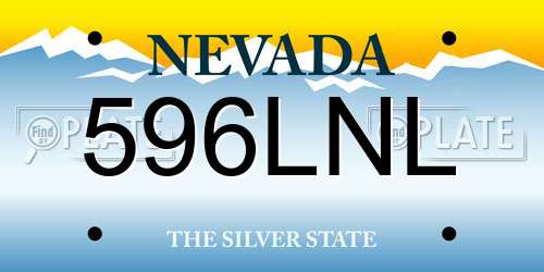 596LNL Nevada License Plate