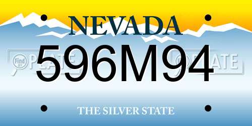 596M94 Nevada License Plate