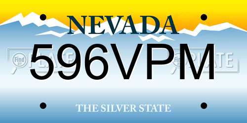596VPM Nevada License Plate
