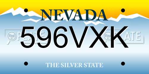 596VXK Nevada License Plate