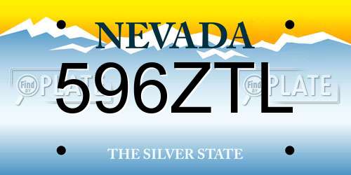 596ZTL Nevada License Plate