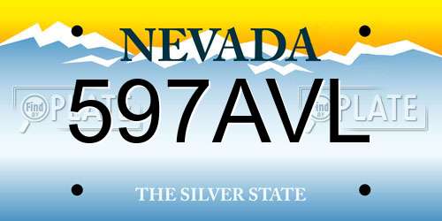 597AVL Nevada License Plate