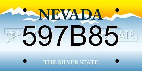 597B85 Nevada License Plate