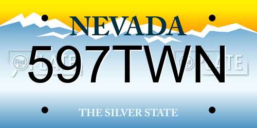 597TWN Nevada License Plate