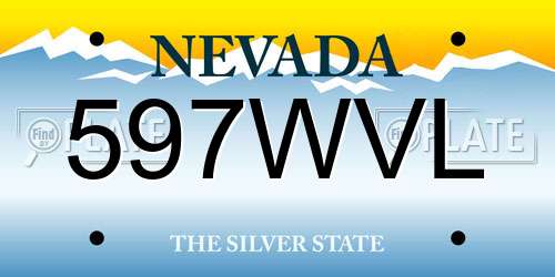 597WVL Nevada License Plate