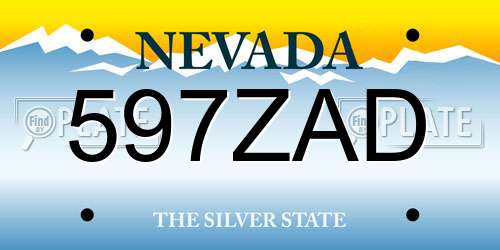 597ZAD Nevada License Plate