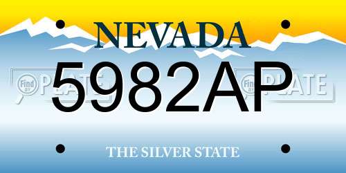 5982AP Nevada License Plate