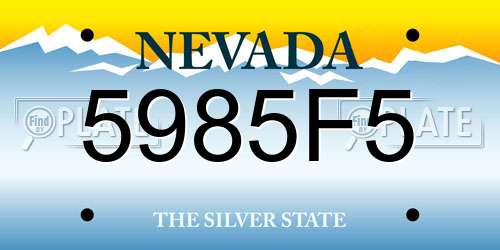 5985F5 Nevada License Plate