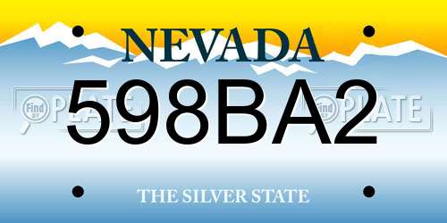 598BA2 Nevada License Plate