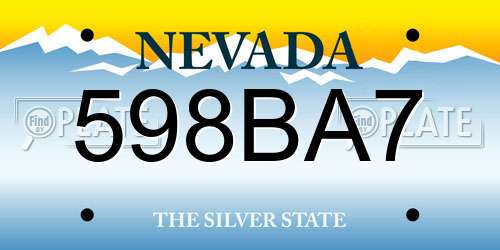 598BA7 Nevada License Plate