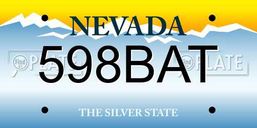 598BAT Nevada License Plate