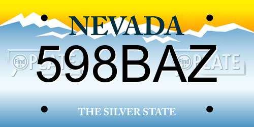 598BAZ Nevada License Plate