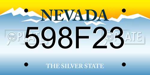 598F23 Nevada License Plate