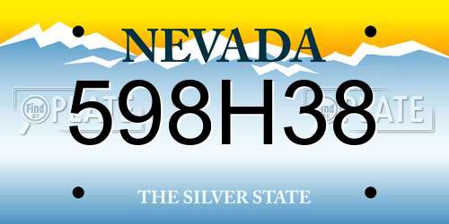 598H38 Nevada License Plate