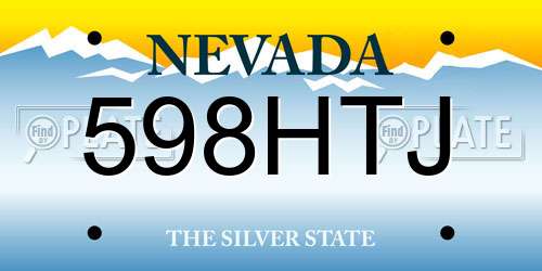 598HTJ Nevada License Plate