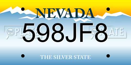 598JF8 Nevada License Plate