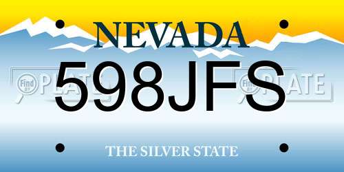 598JFS Nevada License Plate