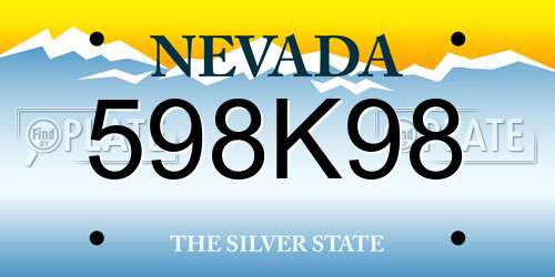 598K98 Nevada License Plate