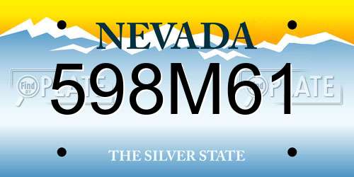 598M61 Nevada License Plate