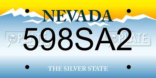 598SA2 Nevada License Plate