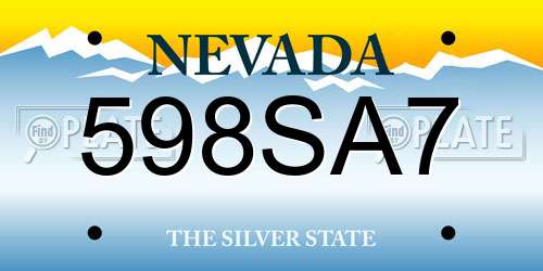 598SA7 Nevada License Plate