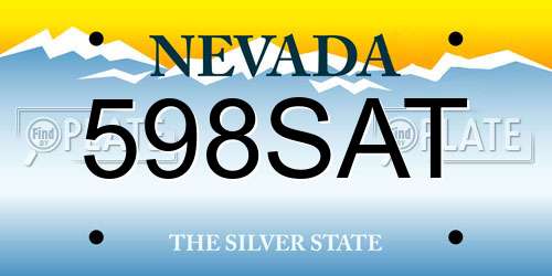 598SAT Nevada License Plate