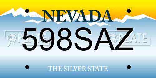 598SAZ Nevada License Plate