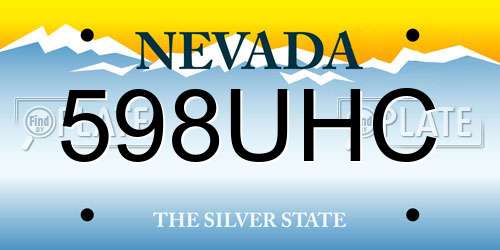 598UHC Nevada License Plate