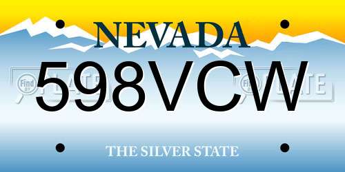 598VCW Nevada License Plate