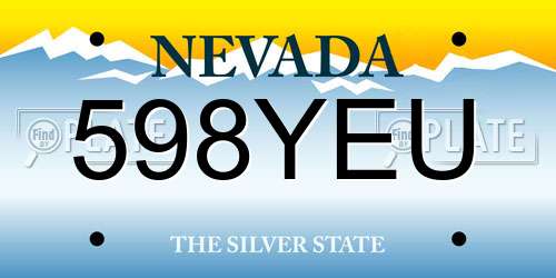 598YEU Nevada License Plate