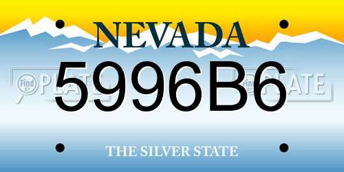 5996B6 Nevada License Plate