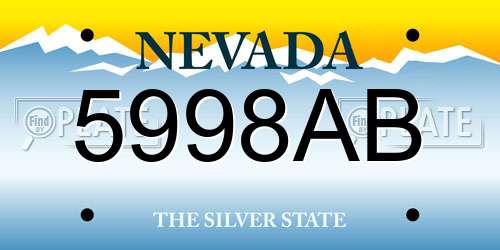5998AB Nevada License Plate