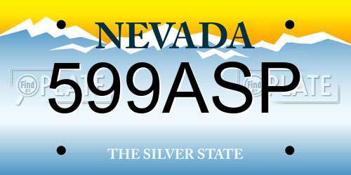 599ASP Nevada License Plate