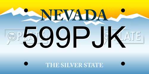 599PJK Nevada License Plate
