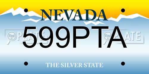599PTA Nevada License Plate