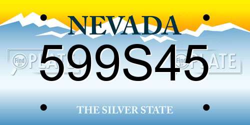 599S45 Nevada License Plate