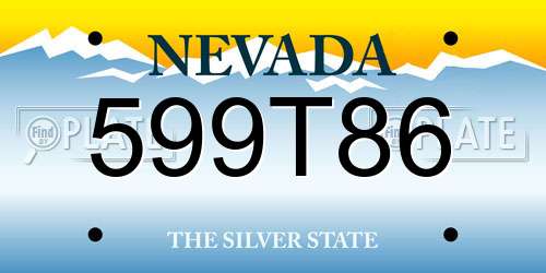 599T86 Nevada License Plate
