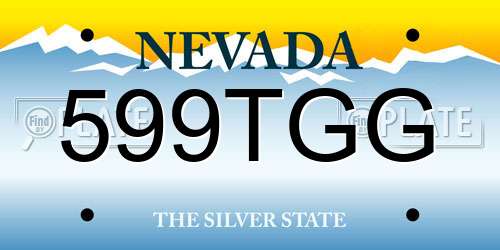 599TGG Nevada License Plate