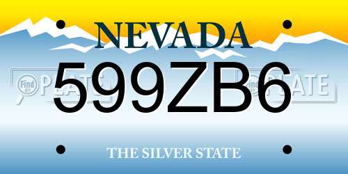599ZB6 Nevada License Plate
