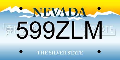599ZLM Nevada License Plate