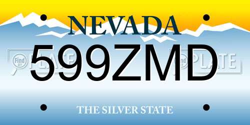 599ZMD Nevada License Plate